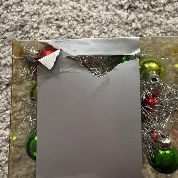 Crate & Barrel Christmas Garland – 9 Ft Silver Tinsel with Red & Green Ornaments - Picture 8 of 8